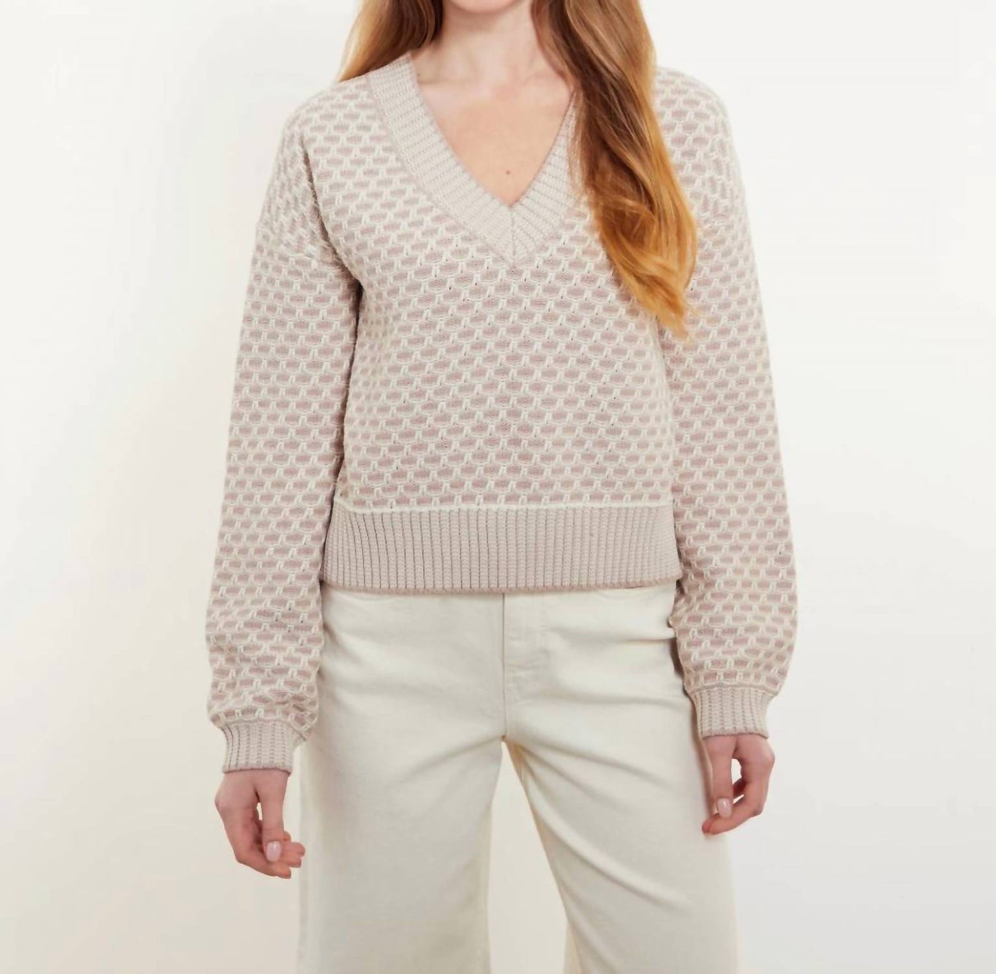 &Isla - Brynn Stitch V-neck Sweater