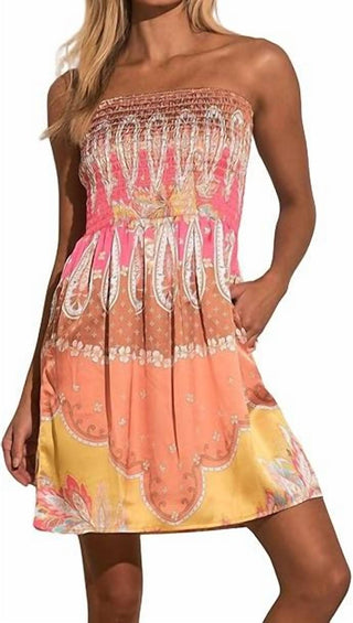 Elan - Bali Print Strapless Dress
