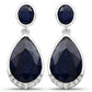 7.90 Carat Dyed Sapphire and White Diamond .925 Sterling Silver Earrings