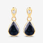 1.65 Carat Genuine Blue Sapphire and White Diamond 10K Yellow Gold Earrings