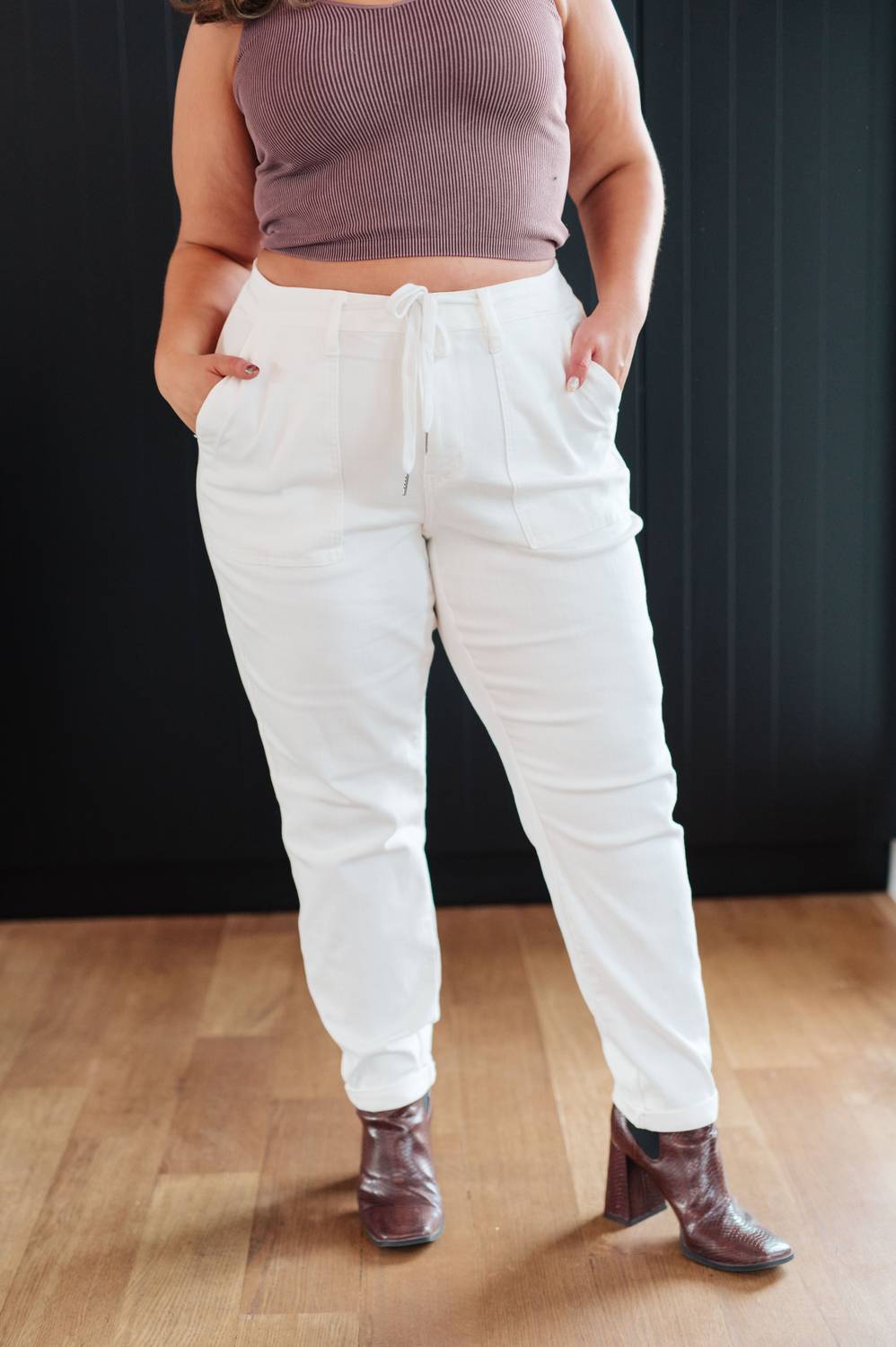 Judy Blue - Women's High Rise Denim Drawstring Waistband Jogger