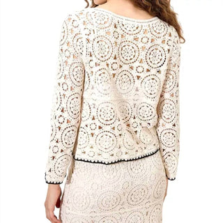 Apricot - Crochet Longsleeve Top