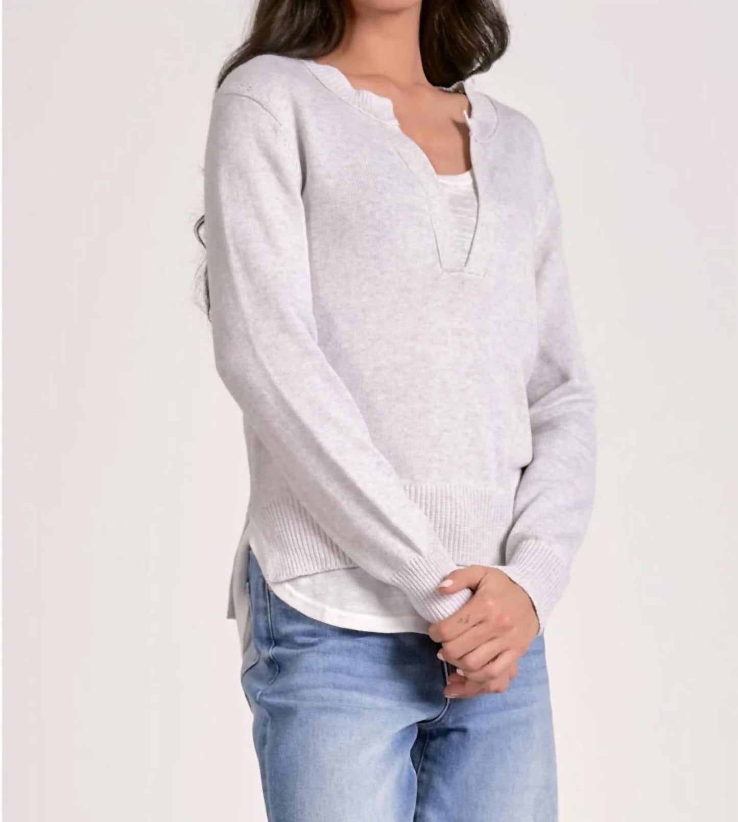 Elan - Angela V-neck Layered Sweater
