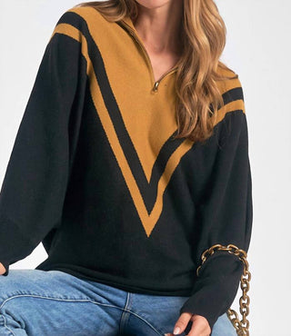 Elan - Chevron Quarter Zip Sweater
