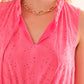 Cozy Co. - Broderie Anglaise Sleeveless V Neck Mini Dress