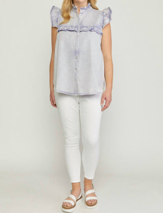 Entro - Denim Ruffled Top