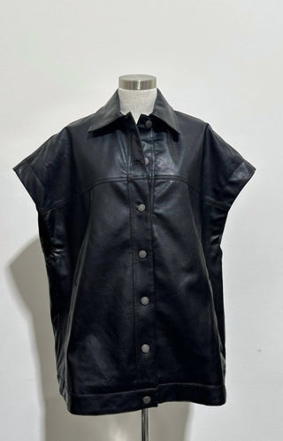 Klesis - Faux Leather Oversized Jacket