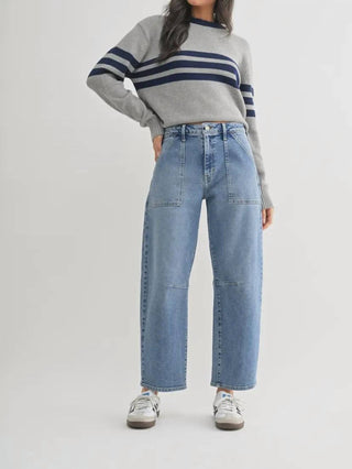 Just Black Denim - Ankle Barrel Jeans