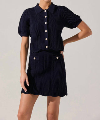 Astr - Perrine Scalloped Short Sleeve Cardigan