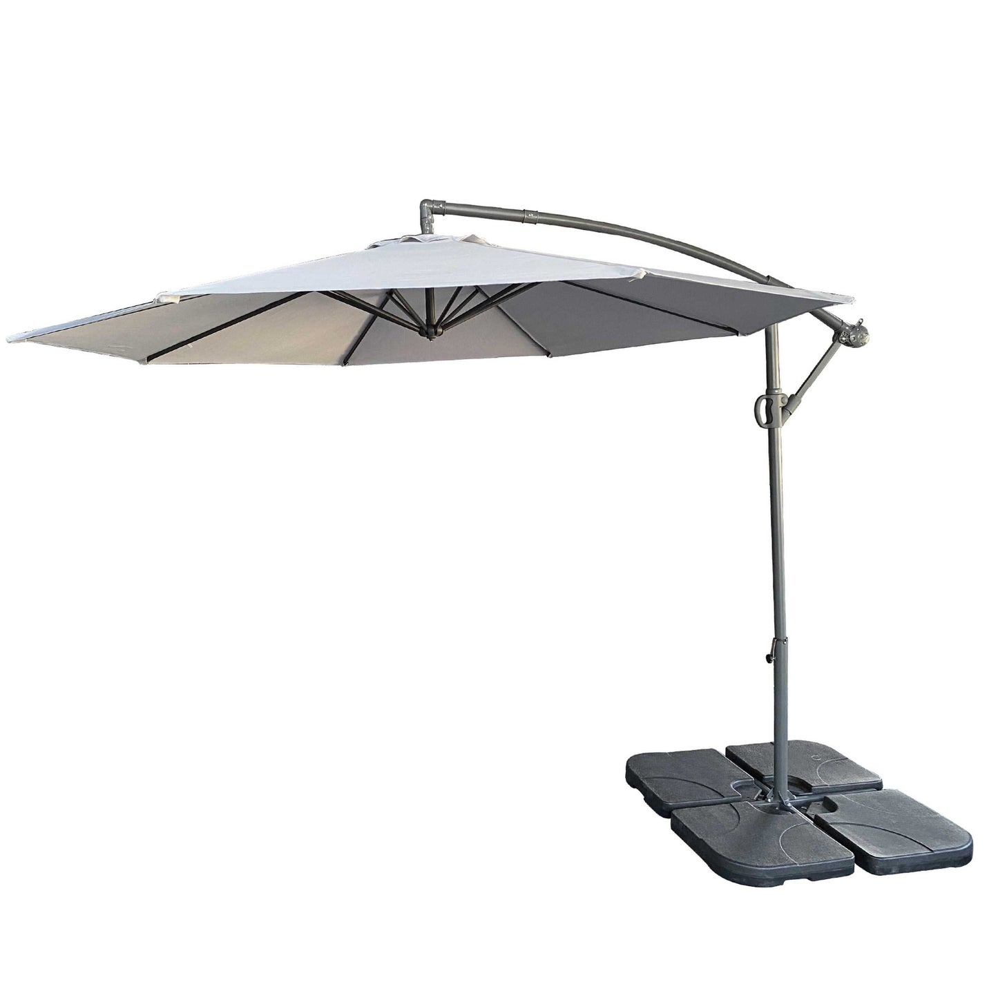 10 ft Offset Cantilever Patio Umbrella with Crank Gray