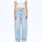 Bayeas - Super High Rise Pieced Barrel Leg Denim Jeans