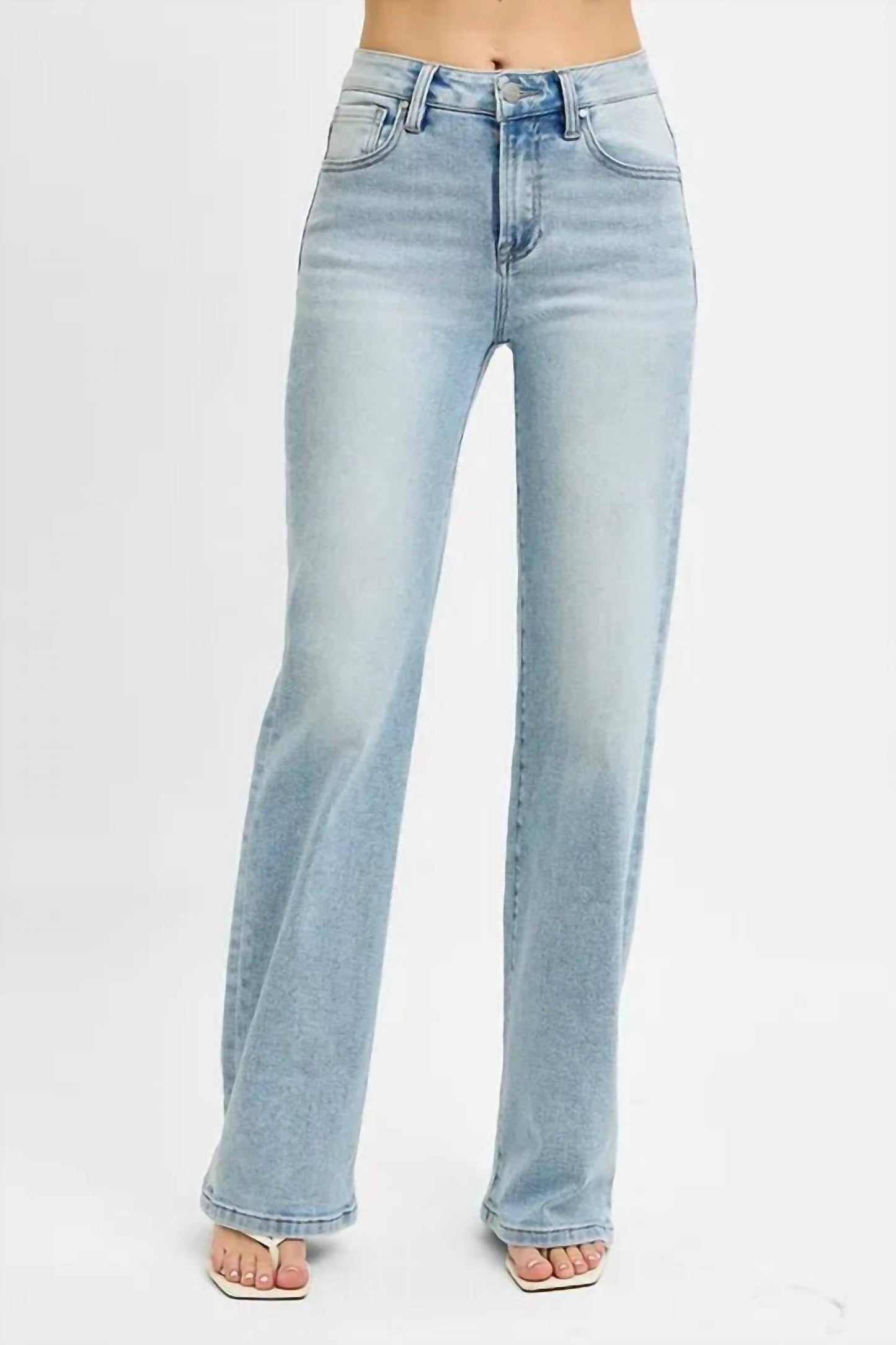 Trendsi - Women's Risen High Rise Wide Leg 90's Jeans