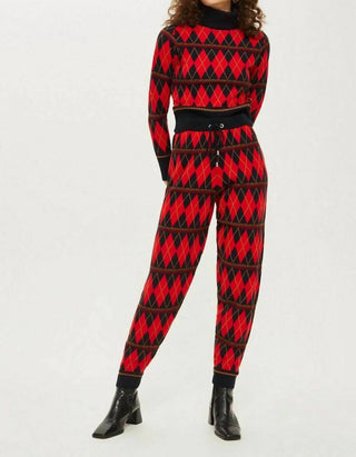Topshop - Argyle Print Knitted Jogger Pants
