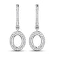 0.32 Carat Genuine White Diamond 14K White Gold Semi Mount Earrings - holds 8x6mm Oval Gemstones