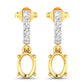 0.14 Carat Genuine White Diamond 14K Yellow Gold Semi Mount Earrings - holds 7x5mm Oval Gemstones