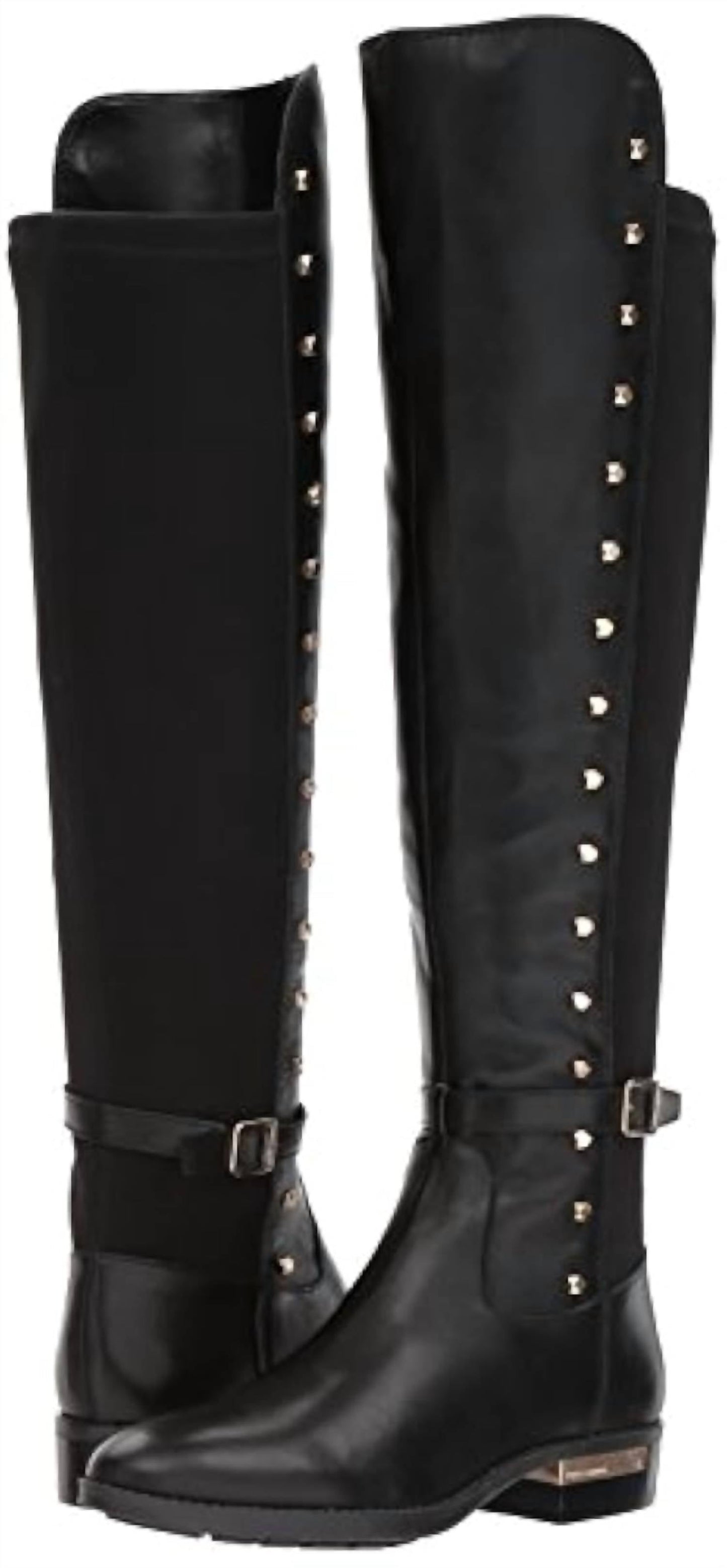 Vince Camuto - Women's Pallien Edgy Style Embellished Trim Stacked Heel Over The Knee Boots