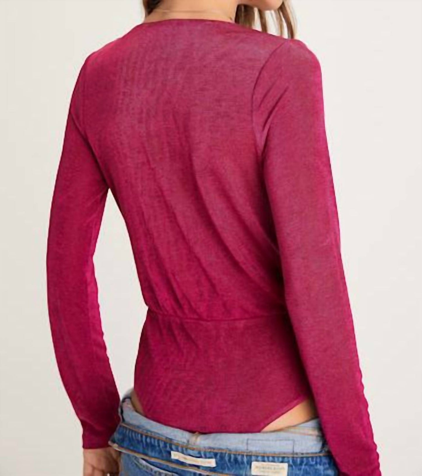 Free People - Turnt Long Sleeve V-neck Bodysuit