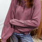 1 The Woman - Lace Patchwork Detail Notched Neck Mineral Wash Sweatshirt
