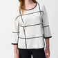 Joseph Ribkoff - Two-tone Plaid 3/4 Sleeves Lightweight Sweater Top