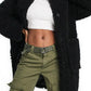Topshop Chunky Faux Shearling Coat in Black, Size 6 Us