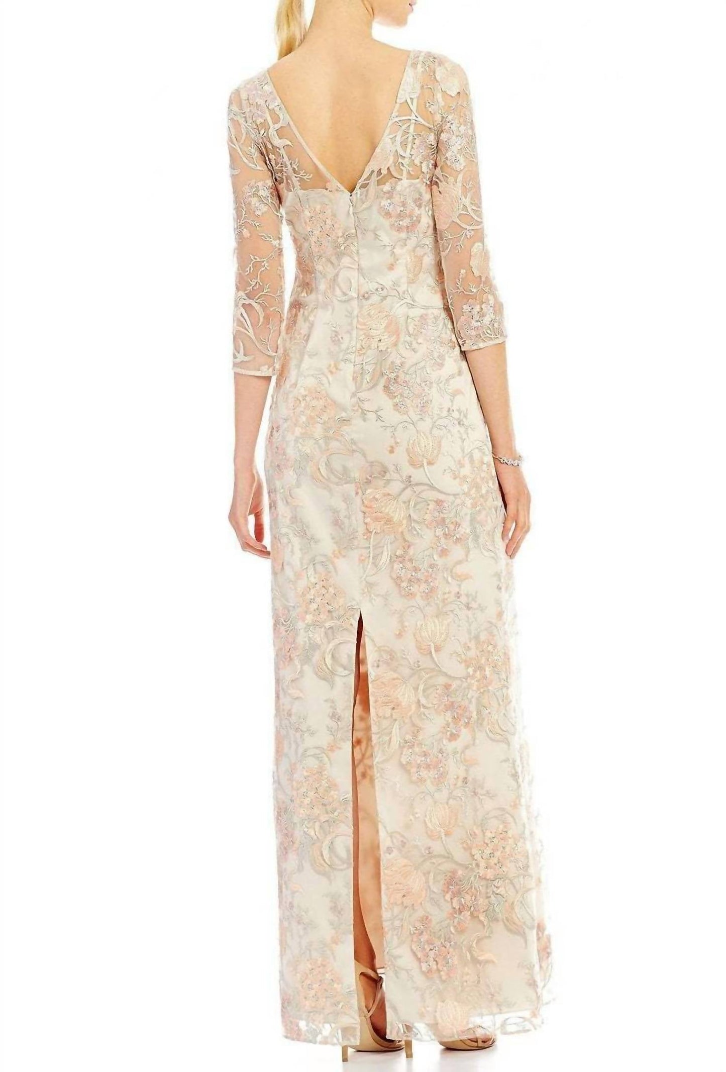 Aidan Mattox - Sheer Embroidered Lace Gown