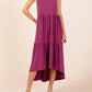 Mittoshop - Ruffle Mock Neck Hi Low Maxi Dress
