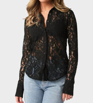 Olivaceous - Lace Button Up Top