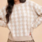 Anniewear - Houndstooth Round Neck Sweater
