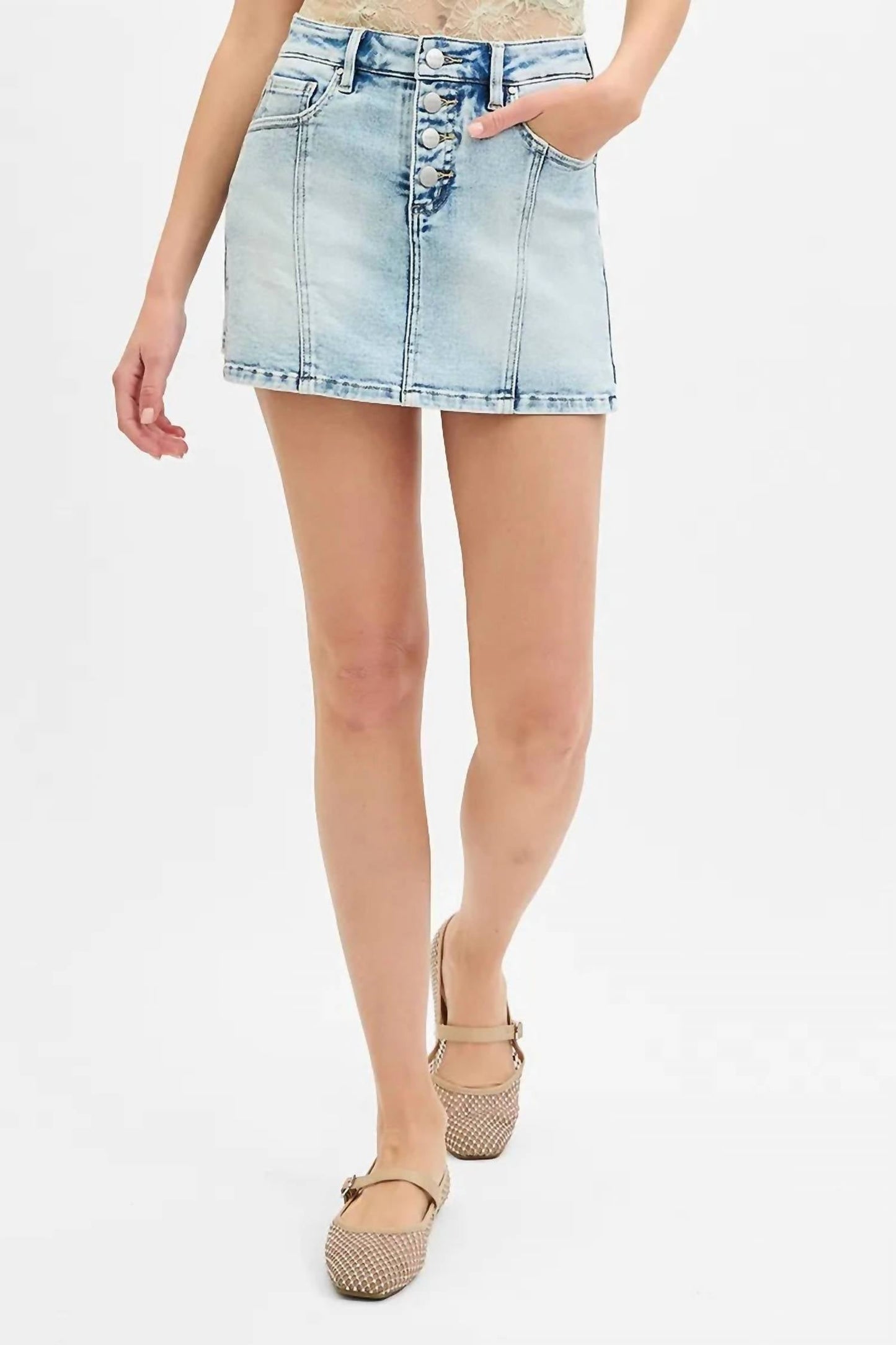 Trendsi - Risen Full Size High Rise Button Down Skorts Plus Size