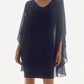 Joseph Ribkoff - V-neck Cold Shoulder Chiffon Sheath Dress