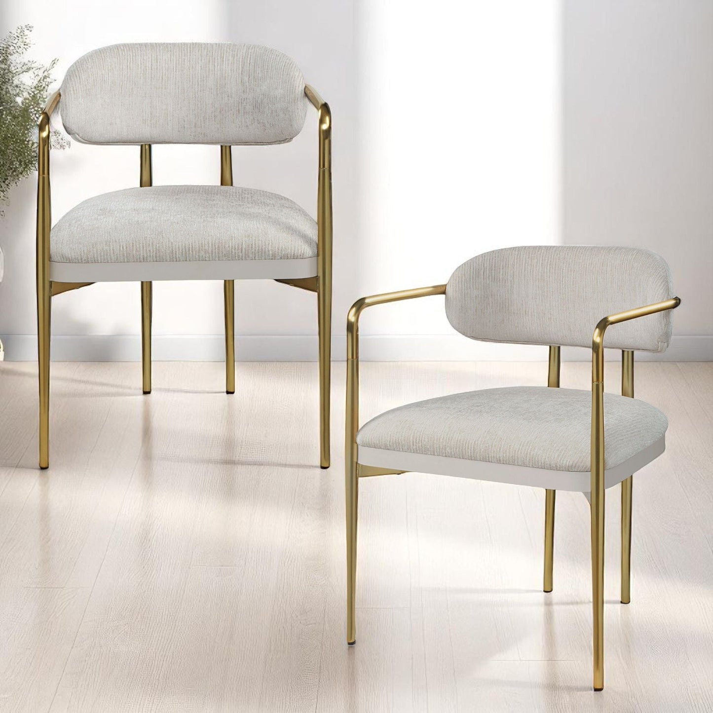 Zayn Arm Chair (Set of 2) - Beige / Gold