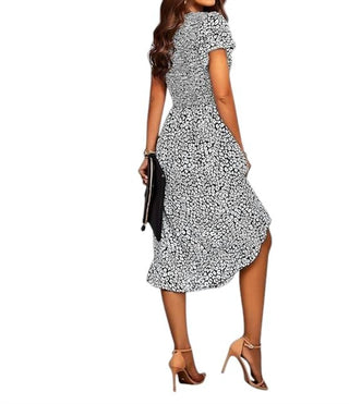 Ninexis - 3/4 Sleeve Tier Print Dress