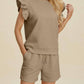Double Take - Ruffle Sleeve Top And Short Set