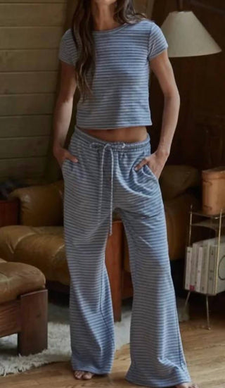 By Together - Knit Cotton Polyester Rayon Striped Flare Pants