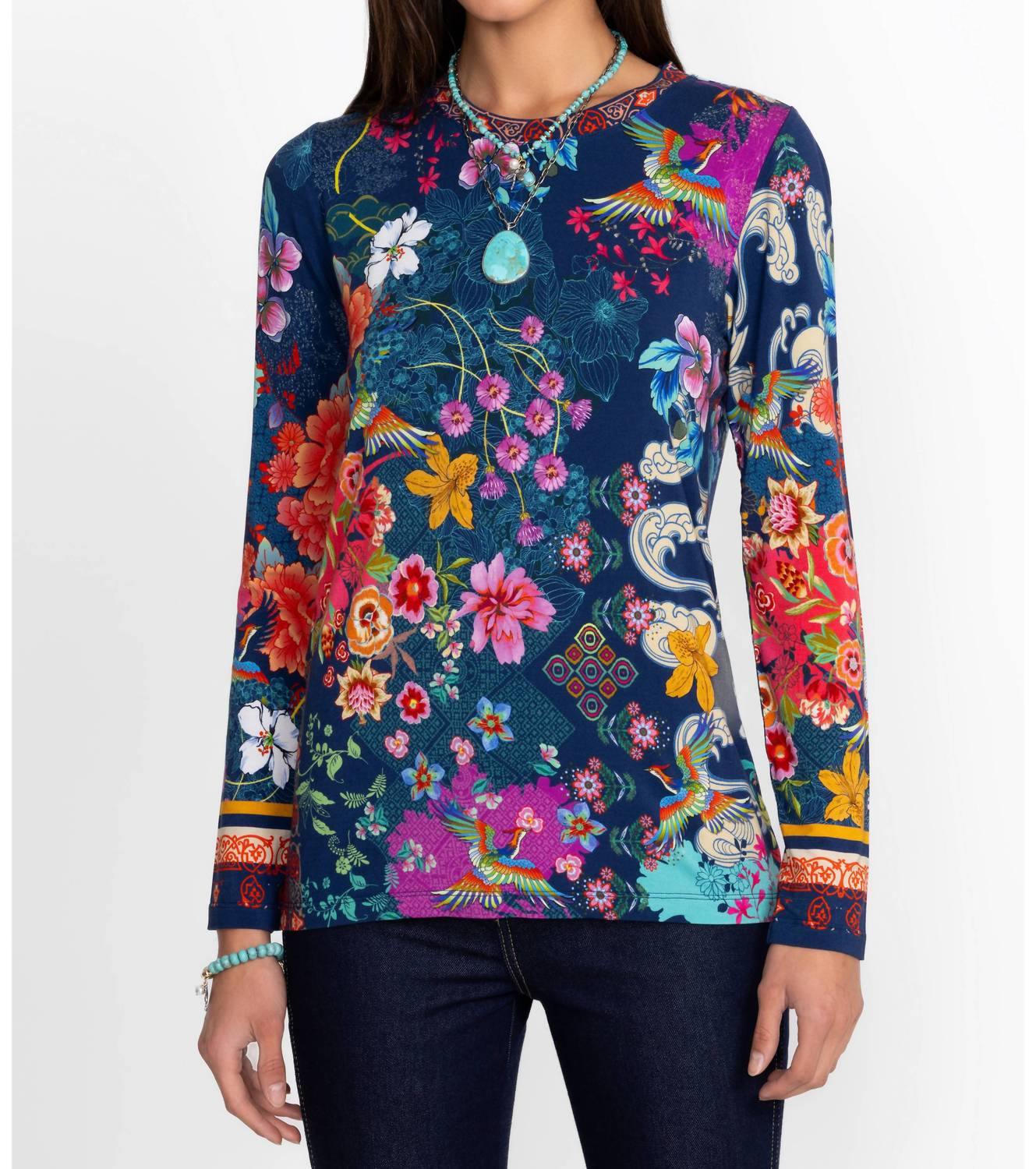 Johnny Was - Jaine Favorite Long Sleeve Crew Neck Tee