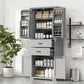 Multi Functional Storage Cabinet With Adjustable Shelves, 2 Drawers, Door Shelves