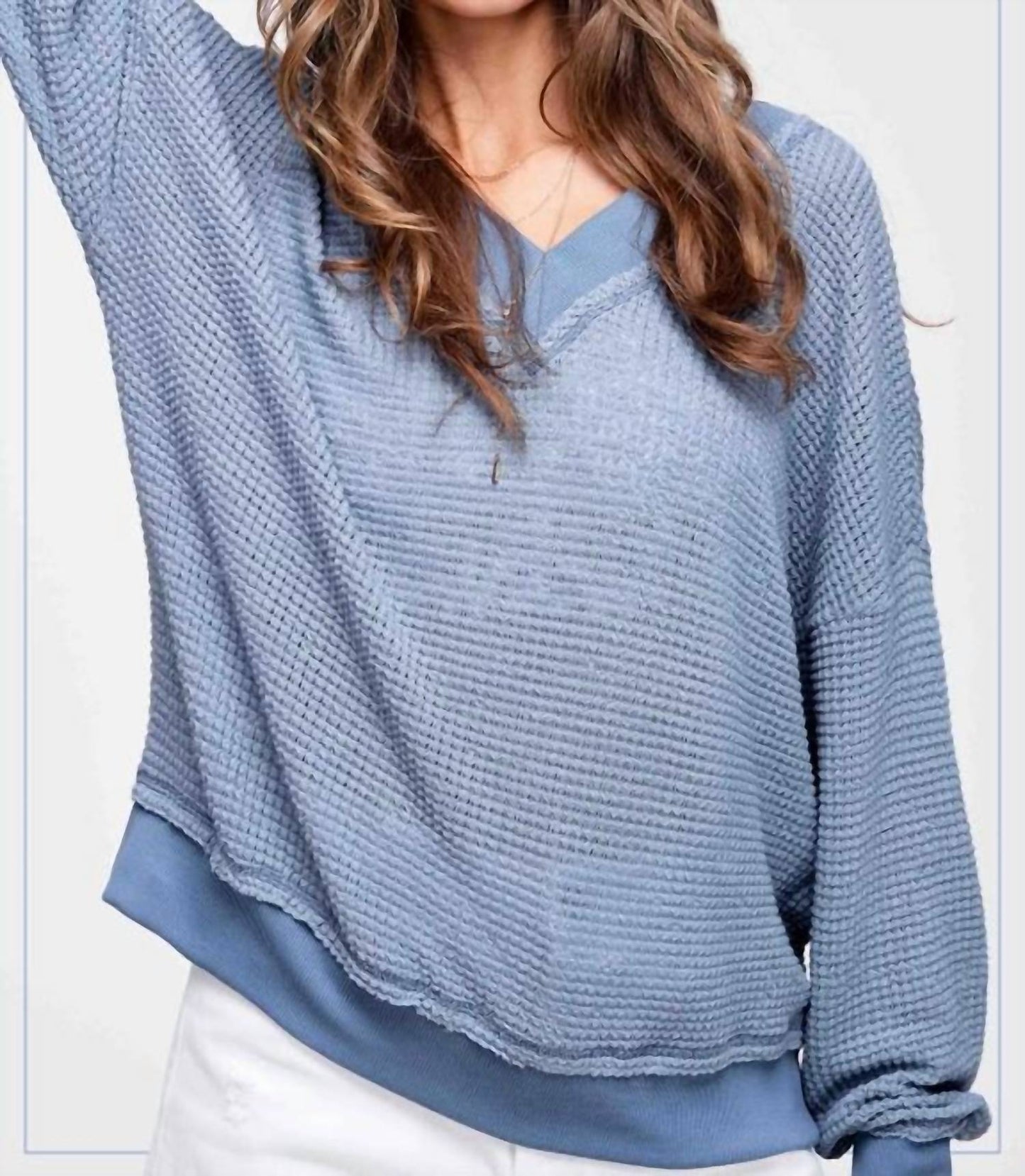 La Miel - Waffle V Neck Top