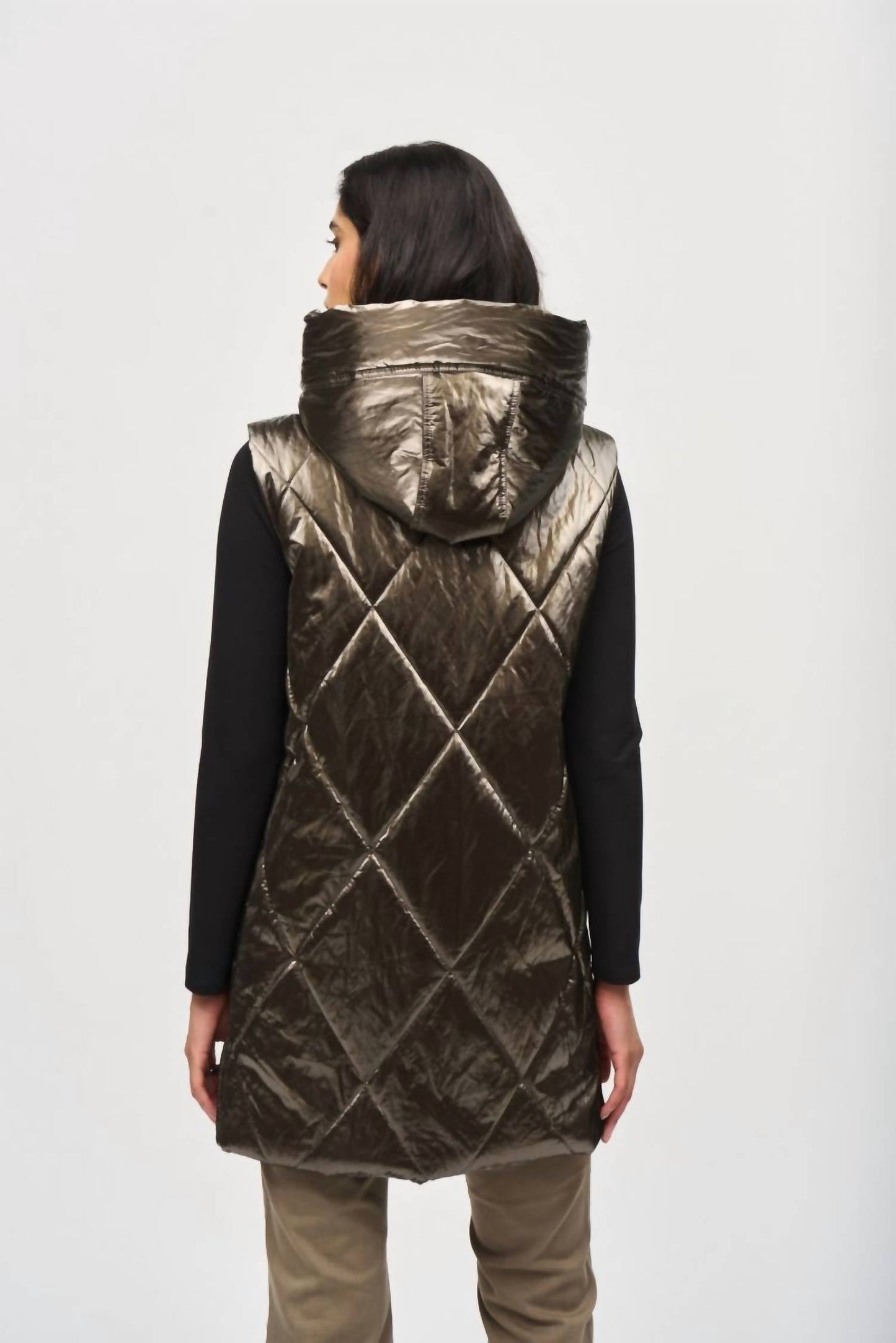 Joseph Ribkoff - Hooded Sleeveless Quilted Zip Front Puffer Vest