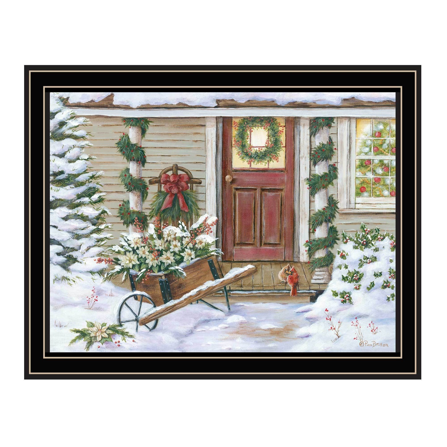 Trendy Decor 4U Holiday Porch Black Framed Wall Art for Living Room