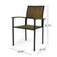 Vermilion Outdoor Dining Chair With Vertical Slat And Wooden Arm