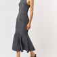 Lalavon - Shimmer Sleeveless Mermaid Midi Dress