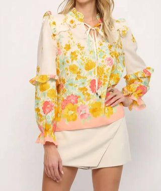 Fate - Floral Whimsy Ruffle Blouse