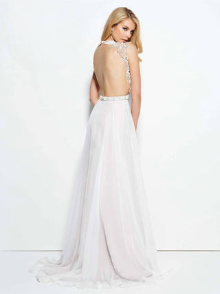 Mac Duggal - Beaded Open Back Prom Dress with Overskirt