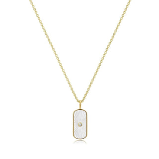 Eklexic - Tag Shaped Mop Pendant Stone Necklace