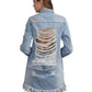 Bibi - LONG DENIM JACKET WITH BIG RIPPED POINT