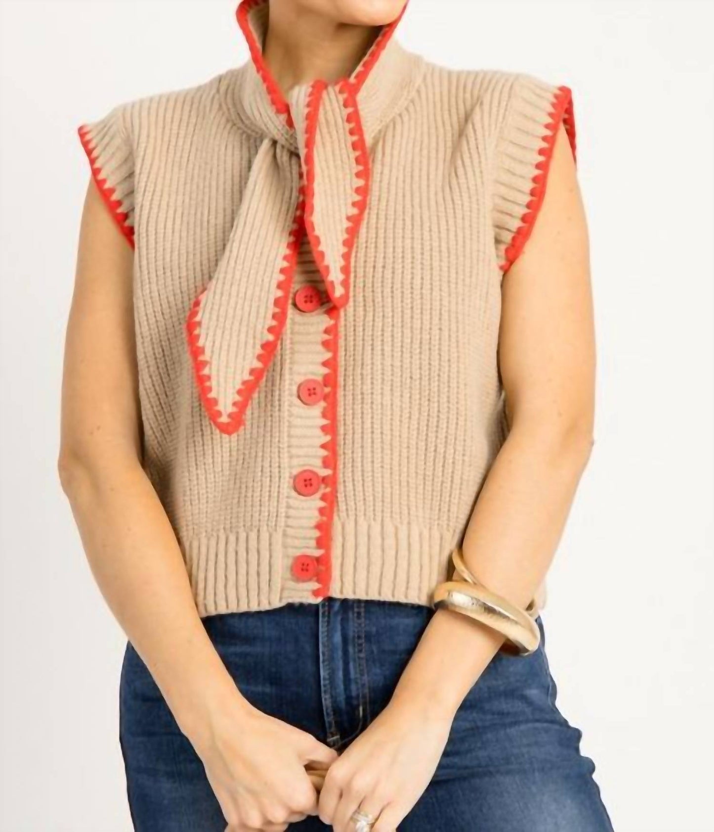 &Merci - Tie neck sweater vest