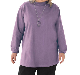 On The Plus Side - Plus Size Cotton Jersey Mock Turtleneck Long Sleeve Top
