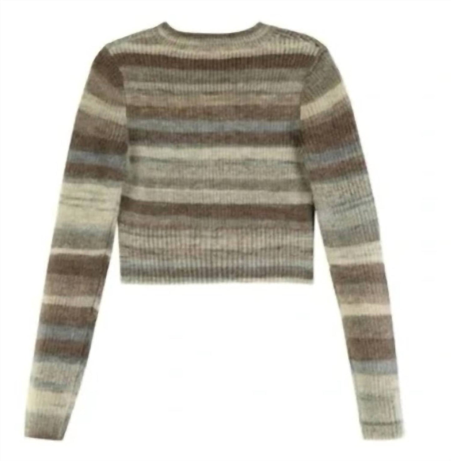 525 America - Women's Cropped Stripe Zip Front Sweater
