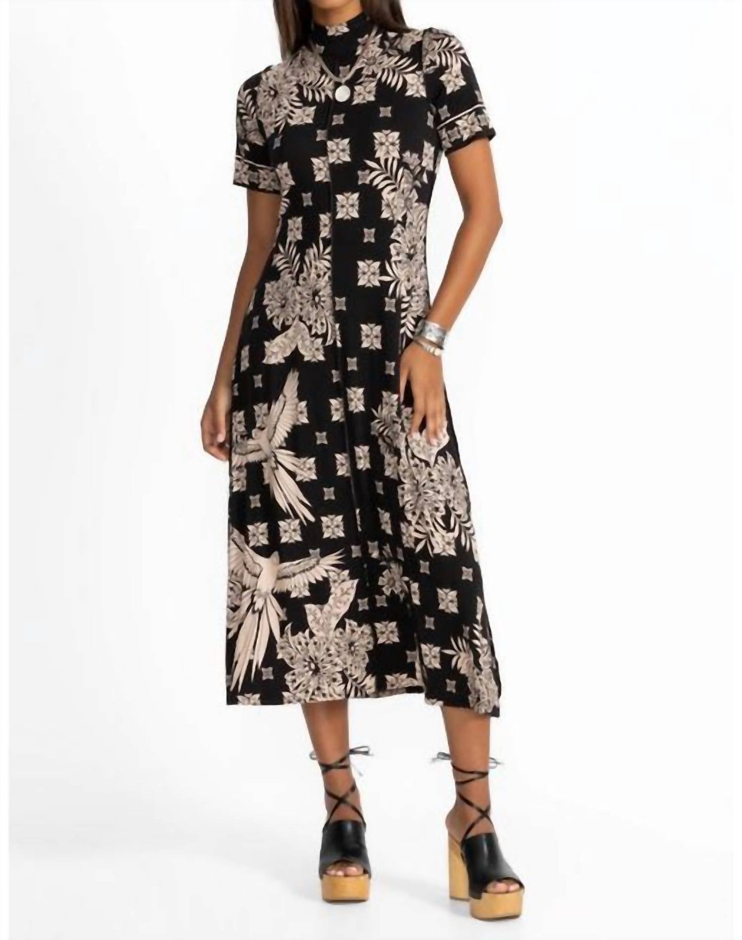Johnny Was - JANIE SHORT SLEEVE SEAMED MOCK NECK DRESS