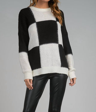 Elan - Checkerboard Crewneck Sweater